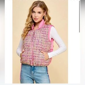 Barbie Pink Tweed Puffer